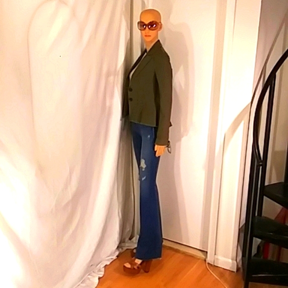 NWOT Intermix Army Green Distressed Blazer - Picture 4 of 11